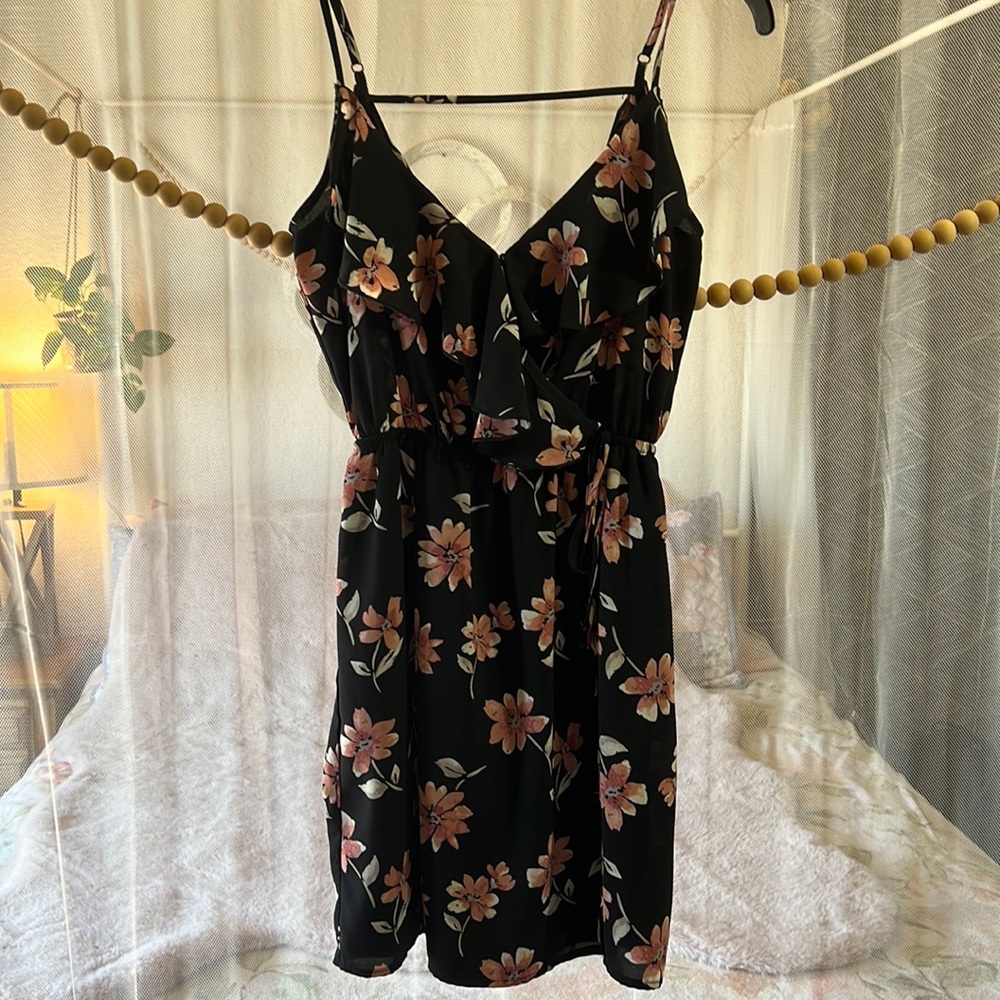 Strappy black floral dress
